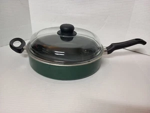 New Ballarini 3Qt Non-Stick Braising Pan w/ Glass Lid - 12” Green, Made in Italy - Picture 1 of 8