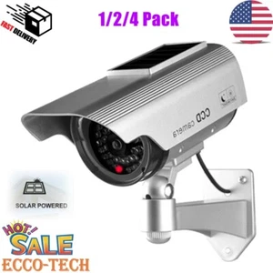 Solar Power Dummy Fake Security Camera Flashing LED Light Surveillance Outdoor - Picture 1 of 16