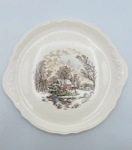 Vintage Edwin M Knowles Winter Snowy Scene Tab Handle Serving Platter USA - Picture 1 of 6