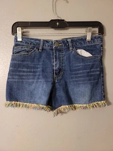Disney Signed Blue Denim Shorts Girls Size XL Frilly Hem - Picture 1 of 5