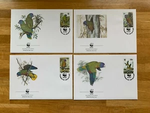 ST LUCIA 1987 FDC x 4 WWF BIRDS PARROT - Picture 1 of 1