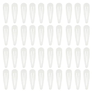 40 Counts White Color Metal Snap Hair Clips 2 Inch Barrettes for Women Accessori - Picture 1 of 12