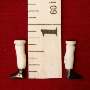 Antique tiny doll legs c 1880 flat boot shape for porcelain dollhouse doll 5/8" - Picture 1 of 5