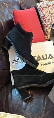 Aquatalia by Marvin K Boots  Ankle Booties Black Suede Waterproof Sz 7.5 NEW - Image 1 of 4