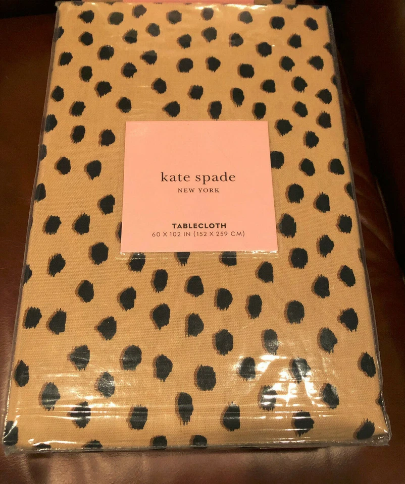 Kate Spade FLAMINGO DOT TAN  Cotton Tablecloth -- NWT - Image 1 of 1