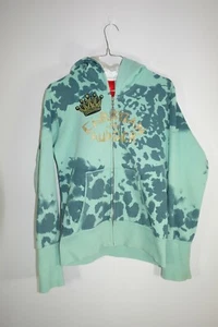 Christian Audigier Green Zip Hoodie Sweatshirt Tigers Crown Size 14 - Picture 1 of 7