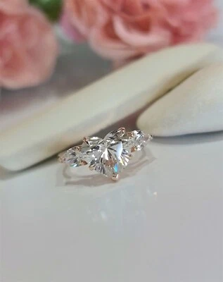 1.70TCW Heart Lab Grown EF/VVS Diamond Engagement Ring For Women 14k Rose Gold - Image 1 of 4