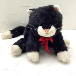TY Beanie Buddies Stiefel Smoking Katze Plüsch schwarz weiß Kätzchen rotes Band Vintage 1997 - Bild 1 von 10