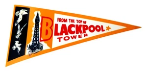 Retro Blackpool Tower Holiday Pennant - Retro Car Window Travel Sticker Classic - Picture 1 of 1