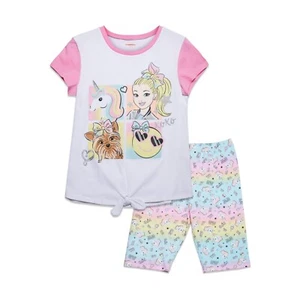 JoJo Siwa Jojo Siwa Unicorn Bow Bow Big Girls T-Shirt and Bike Shorts Outfit Set - Picture 1 of 24
