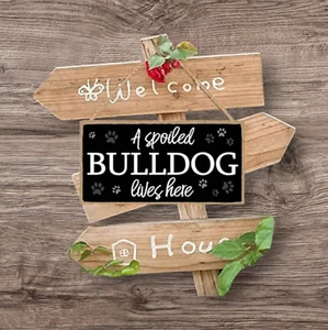 french bulldog wooded welcome sign - Picture 1 of 2