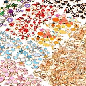 300Pcs Charms for Jewelry Making, Wholesale Bulk Assorted Gold-Plated Enamel Cha - Picture 1 of 12