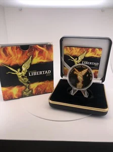 2015 .999 Silver Burning Libertad Low Mintage Black Ruthenium & 24k - Picture 1 of 4