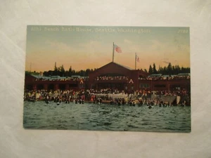 Seattle Washington Postcard Alki Beach Bath House WA WN - Picture 1 of 2