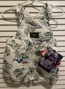 Vtg OshKosh Baby B'Gosh Vestbak Bubble Overalls Romper 12M Boats Lighthouse - Picture 1 of 14
