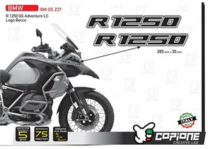 2 Adesivi becco Moto BMW R 1250 gs Adventure 28 x 3 cm nero bordo bianco - Picture 1 of 1