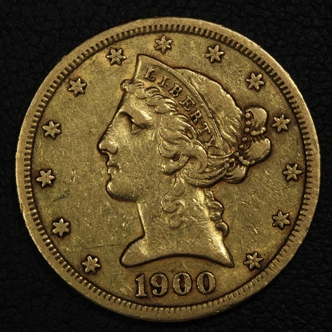 1900 S $5 Five Dollar Liberty Head Gold Half Eagle Cover