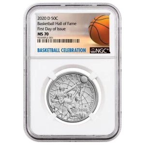 2020-D Basketball Hall of Fame Commemorative Clad Half Dollar Coin NGC MS70 FDI - Picture 1 of 2