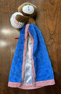 Mud Pie Lovey Security Blanket Brown Bear With Baseball Baby Plush - Picture 1 of 14