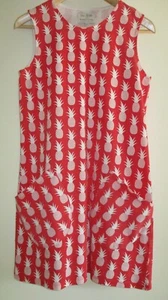 People Tree Red Pineapple Cotton Sleeveless Short Dress 8 - Picture 1 of 4
