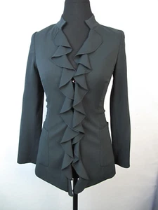 Les Copains Long Sleeve Blazer With Frills On The Front Size 38 Made in Italy - Picture 1 of 9