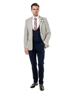Mens Tailored Fit 3 Piece Wedding Suit Classic Formal Grooms Wear Mix & Match - Picture 1 of 40