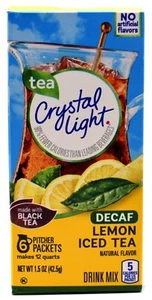 4 12-Quart Boxes Crystal Light Decaf Lemon Iced Tea Drink Mix - Picture 1 of 6