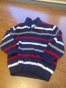 Izod 100% Cotton Red Striped 1/4 zip Mock-Turtle sweater - Boys 4T - Picture 1 of 3