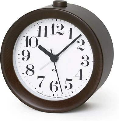 Lemnos Alarm Clock RIKI ALARM CLOCK Brown WR09-15 BW Table Clock NEW from JAPAN - Image 1 of 3