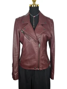 BLANKNYC Rum Raisin Moto Jacket Size M | Vegan Leather Burgundy Faux Leather - Picture 1 of 12