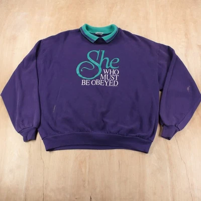She Who Must Be Obeyed Polo Cuello Jersey Sudadera XL De Colección Años 80 90 Hecho en EE. UU. Foto 1 de 4