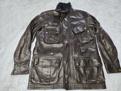 Chaqueta de Campo Ralph Lauren Piel de Cordero Marrón Cuello Hebilla Moto Safari Talla 10 Foto 1 de 4
