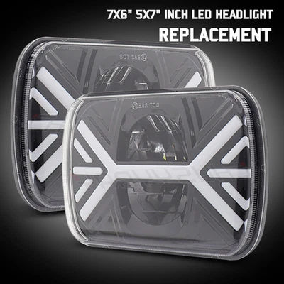 New/Pair 5x7 7x6" LED Headlights  For Ford F650 F750 F250/350/450 Super Duty - Image 1 of 4