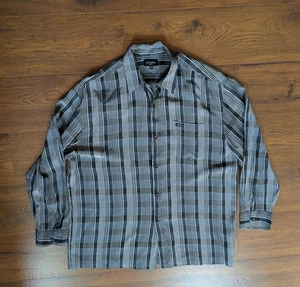 Guess Camicia grigia a quadri manica lunga uomo XXL (28" pit-pit, lunghezza 32", manica 36") - Foto 1 di 5