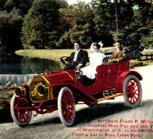 Tarjeta postal publicitaria Overland Automobile Motor Car Rock Creek Park 1909 - Imagen 1 de 3