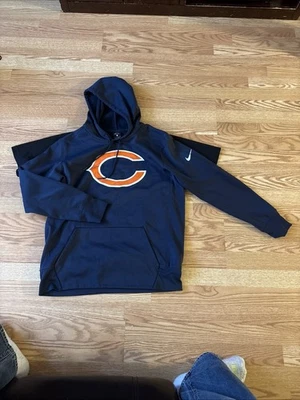 NIKE Dri-Fit NFL Chicago Bears Sweatshirt Large Blue Big C Logo Pullover Hoodie - Image 1 of 4