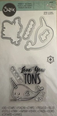 Sizzix Framelits con sellos 662681 Love You Tons corazones narval océano mar Jen largo Foto 1 de 4