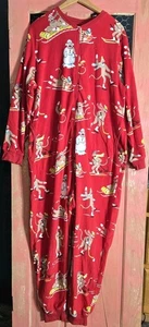 Nick & Nora Christmas Monkey One Piece Pajama Sleepwear Zip Women 2X Snowman - Picture 1 of 13