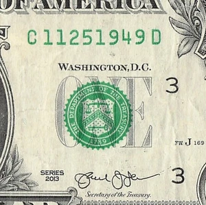 NOV 25 1949 Birthday Fancy Serial Number Date Note One Dollar Bill 11 25 1949 - Picture 1 of 11