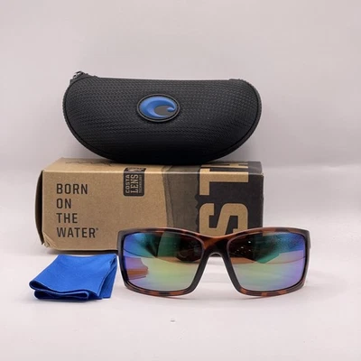Costa Del Mar Mens Reefton 580G Polarized Mirror Sunglasses Matte Tortoise/Green - Image 1 of 4