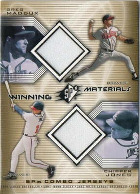 2002 SPx - Winning Materials #WM-MJ Chipper Jones, Greg Maddux (MEM) - Image 1 of 2