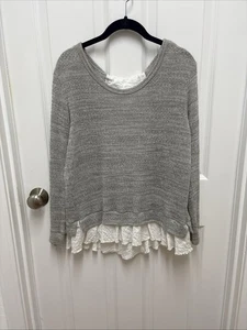 Clu+Willoughby Anthropologie Womens Sweater Gray Bow Back Lightweight- Large? - Picture 1 of 6