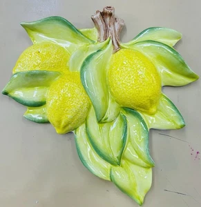 Bassano Keramik: 10x10’’ Wandbehang Zitronen von Hand gefertigt/bemalt - Italien - Bild 1 von 4