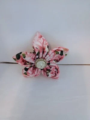 Бант для волос ручной работы маленький розовый цветок - Изображение 1 из 2