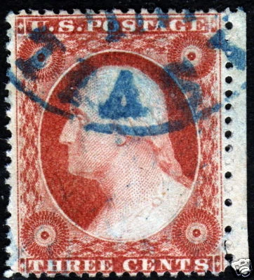 USA Scott #25 3ct rose F-VF+ Used ultramarine cancel CV $275 - Image 1 of 2