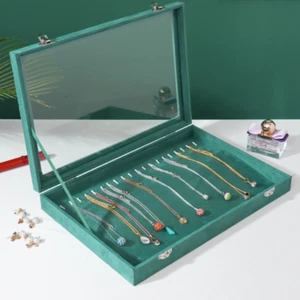 2x Necklace Pendant Long Chain Holder Stackable Jewelry Trays Dustproof Showcase - Picture 1 of 13