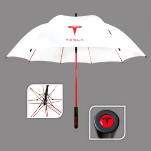 TESLA Model Y 3 S X Car Accessories Strong Windproof Umbrella White Red Brolly - Picture 1 of 7