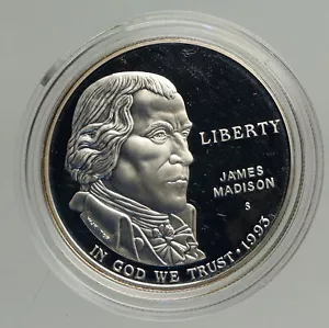 1993 USA United States JAMES MADISON Montpelier Proof Silver Dollar Coin i94218 - Picture 1 of 3