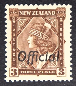 NEW ZEALAND SG-O125 1938 3d Brown, P14x13.5, Unmounted Mint - Picture 1 of 2