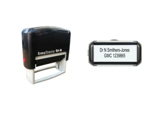 Personalised Custom Rubber Stamp Self inking 2 Line 24x7mm Black Ink - Picture 1 of 10